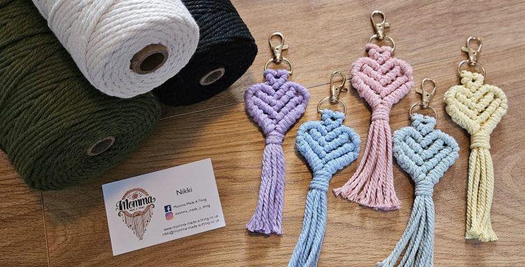 Macrame Heart Key Ring